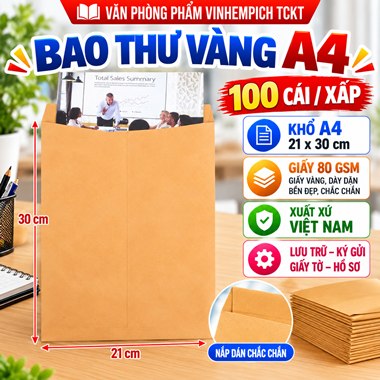 Bao thư vàng A4 100gsm xấp 100 cái