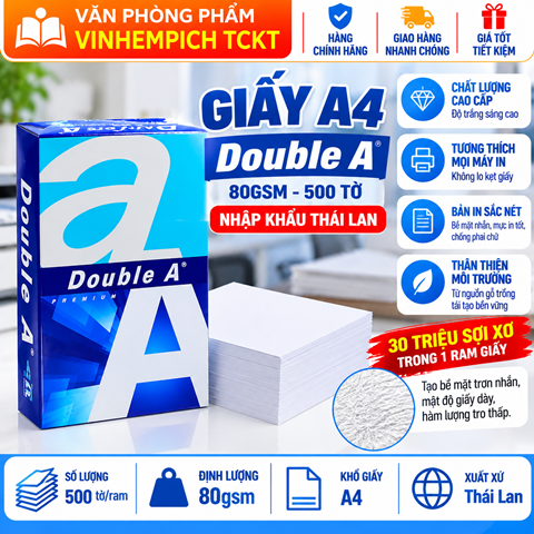 GIẤY A4 DOUBLE A 80 GSM