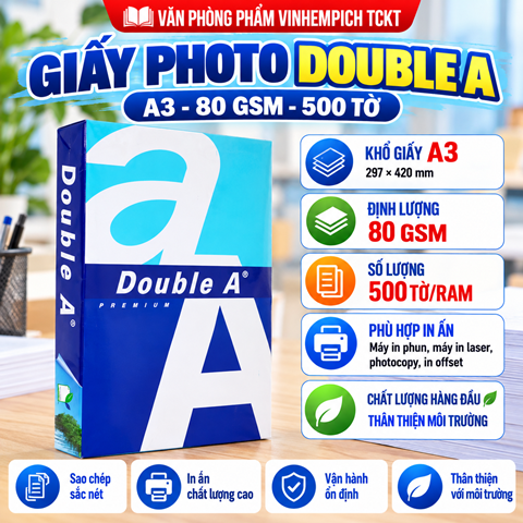 Giấy Photo Double A A3 80 Gsm 500 tờ