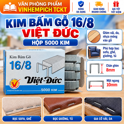 Ghim bấm gỗ 16/8 Việt Đức 5000 Kim