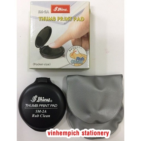 Khay tampon mực lăn tay màu đen Shiny Thumb print pad SM-2A - Hộp mực lăn chỉ tay SM 2 A không dính tay