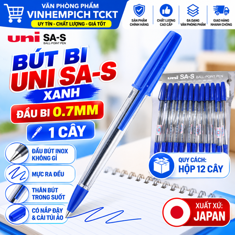 Bút Bi Uni Sa-S Xanh Đầu Bi 0.7 - 1 cây