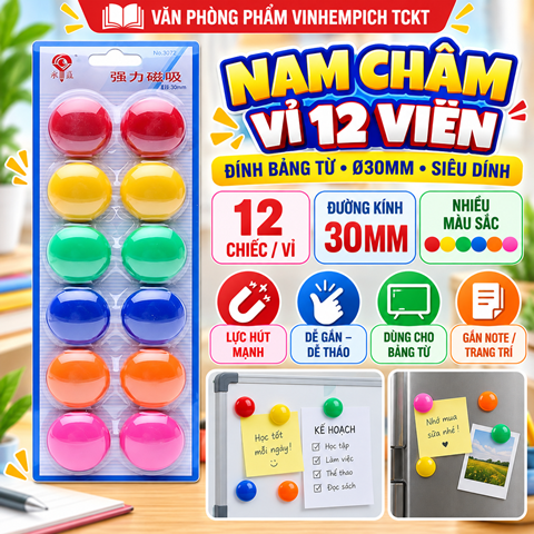 Nam châm gắn bảng 3012 12 viên 30mm