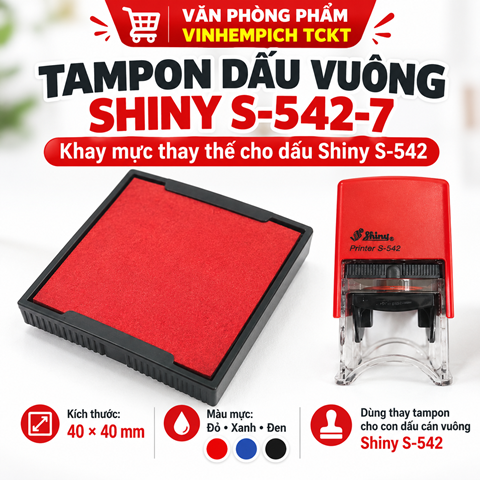 Tampon dấu vuông Shiny S-542-7 / Khay mực dấu vuông Shiny S-542-7
