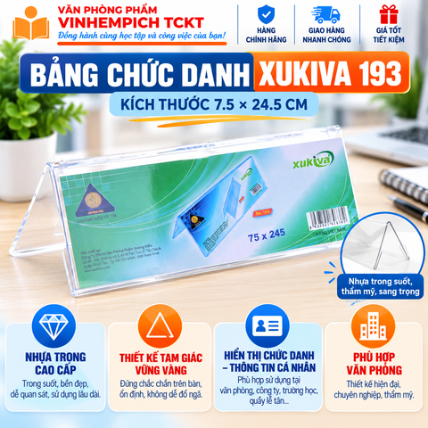 Bảng chức danh Xukiva 193 (8 x 24 cm)