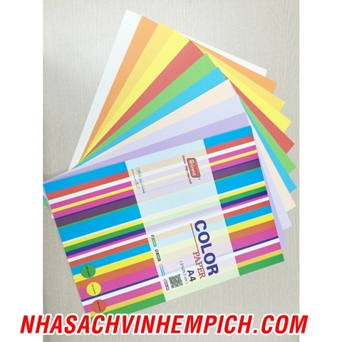 Xấp 100 tờ giấy màu A4 định lượng 80 gsm PGRAND ( xanh lá, xanh dương, cam, vàng, đỏ, hồng, tím, be, xám )