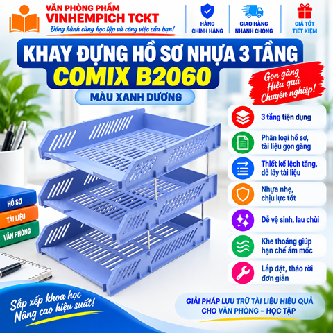 KỆ hồ sơ nhựa 3 tầng Comix B2060