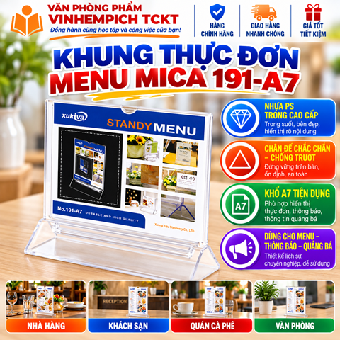 Khung Thực Đơn mica A7 Xukiva 191
