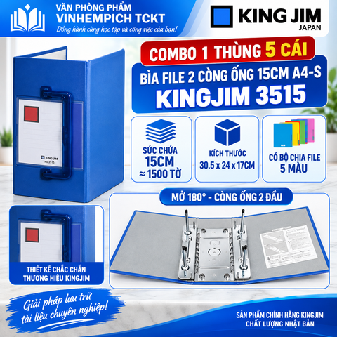 Bìa còng ống SD Kingjim - 3515 GSV - A4S 15cm