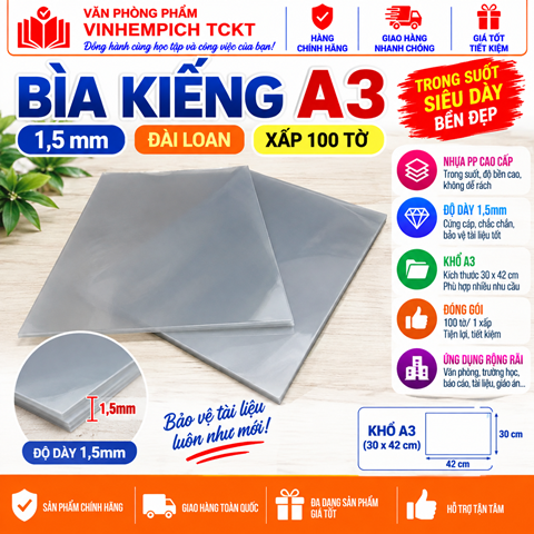 Bìa kiếng A3 1,5mm