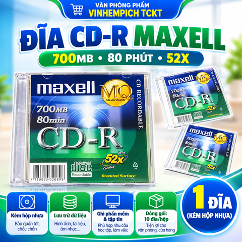 Đĩa CD Maxell có vỏ - 1 cái kèm hộp nhựa