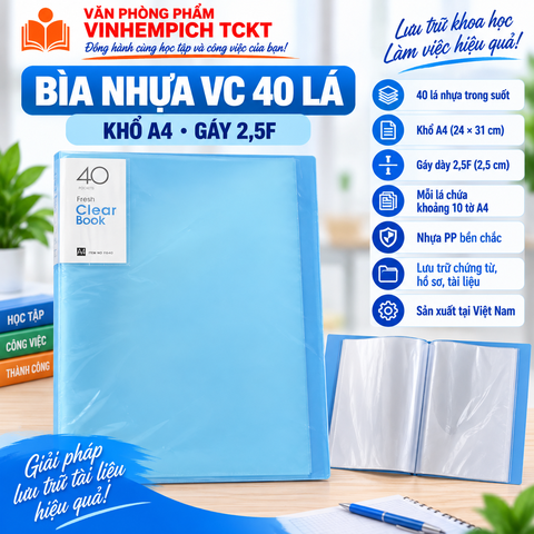 BÌA NHỰA 40 LÁ VC