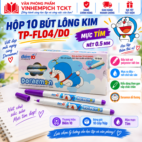 Hộp 10 Bút Lông Kim Thiên Long FL04 - Beebee mực tím