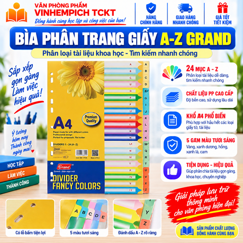 Bìa phân trang giấy A-Z Grand