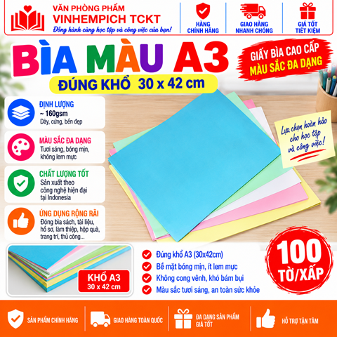 BÌA MÀU A3 (ĐÚNG KHỔ)