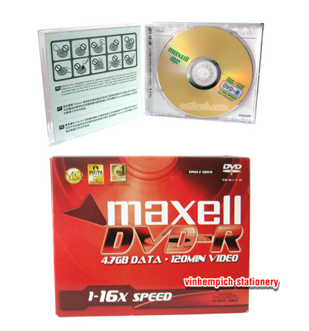 Đĩa DVD Trắng Maxell 4.7GB (Đĩa Kèm Hộp nhựa)