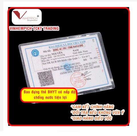 Vỏ bao bọc thẻ BẢO HIỂM Y TẾ dẻo trong có nắp đậy thẻ BHYT