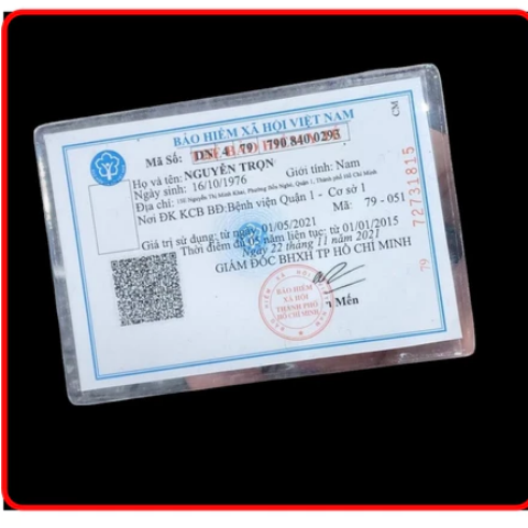Vỏ bao bọc thẻ BẢO HIỂM Y TẾ dẻo trong có nắp đậy thẻ BHYT
