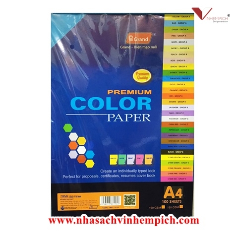 BÌA MÀU A4 PGRAND 160GSM PREMIUM COLOR PAPER - XANH