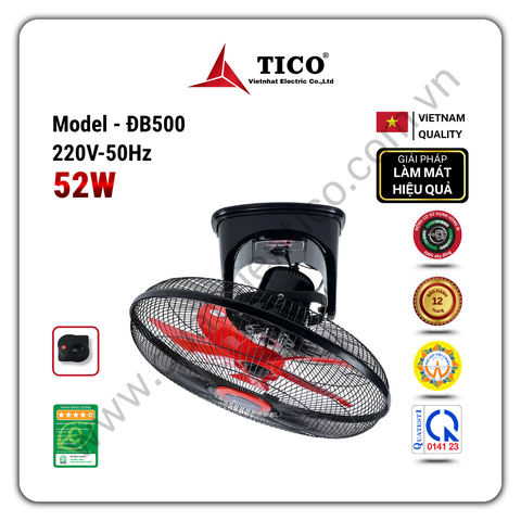 Quạt đảo trần cơ ĐB500 - Công suất 52W - Sải cánh 450mm