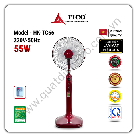 Quạt cây điều khiển HK-TC66 - Công suất 55W - Sải cánh 400mm