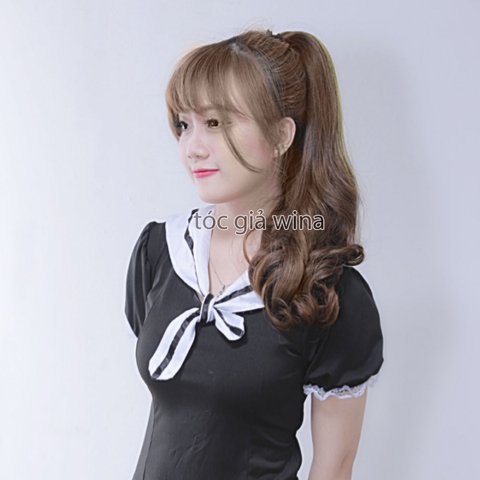 Tóc Cột Xoăn Đuôi Line Vàng C-6W