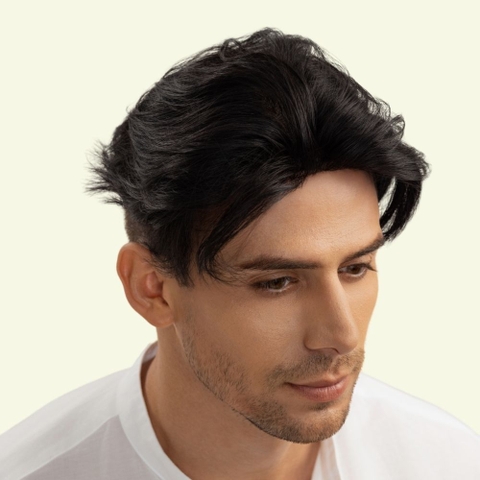 Tóc Giả Nam Che Phủ Đỉnh - Side Part Hai Mái Vuốt Ngược Siêu Da 3D
