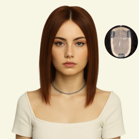 Tóc Giả Che Hói Đỉnh Đầu Nữ - Hai Mái Siêu Da 3D Dài 30 - 35cm | Wina Wigs