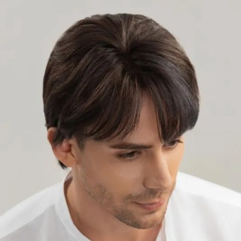 Tóc Giả Nam Nguyên Đầu Siêu Da 3D - Side Part Rủ Mái Xéo