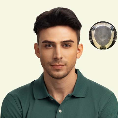 Tóc Giả Nam Che Phủ Đỉnh - Mái Undercut Nâu Đen