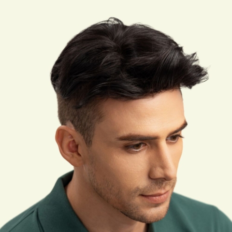 Tóc Giả Nam Che Phủ Đỉnh - Mái Undercut Nâu Đen