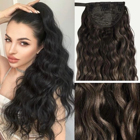 Tóc Kẹp Cột Quấn Sóng Nâu