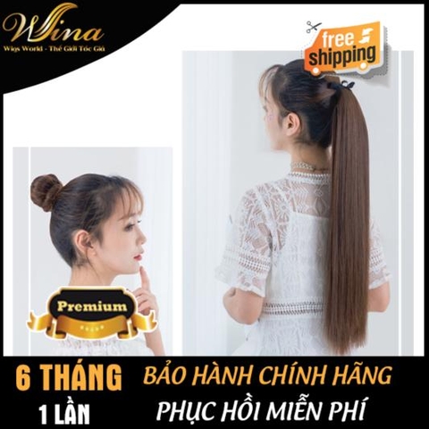 Tóc Giả Cột Tóc Thật Thẳng Dài 60cm TCT-01 80Gram