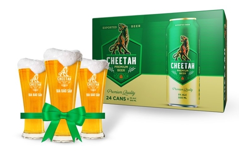 THÙNG 24 LON CHEETAH 500ML - TẶNG BỘ LY CAO CẤP - NHẬP MÃ FREESHIPTOANQUOC
