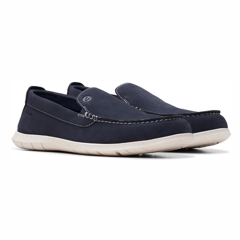 Giày lười nam da lộn Clarks Flx Stp – Màu Navy