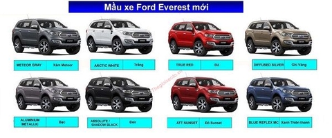 Màu xe Ford Everest 2021 có 8 màu đa dạng, tư vấn chọn màu theo mệnh.!