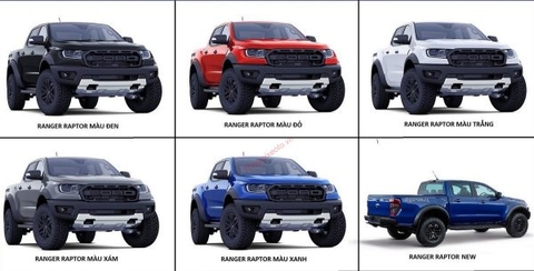 Màu xe bán tải Ford Raptor 2021 có 5 màu bao gồm: Đen, xám, đỏ, xanh và trắng.!