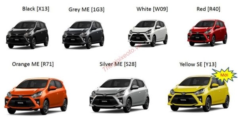 Màu xe Toyota Wigo 2021 có 7 màu bao gồm: Đen, trắng, đỏ, xám, cam, bạc, vàng.!