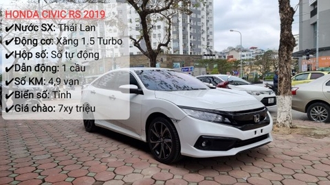 Bán Honda Civic RS 2019 nhập Thái siêu lướt, mới 99% cam kết zin 100%.!