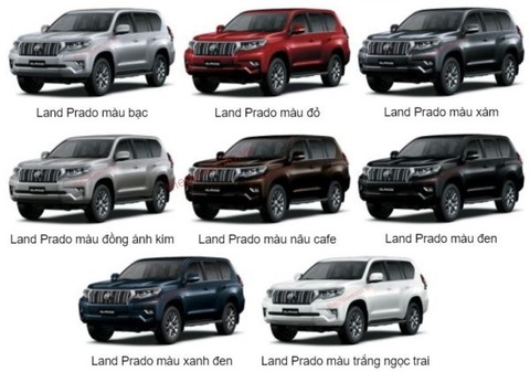 Màu xe Toyota Land Cruiser Prado 2023 nhập khẩu với 8 màu xe đa dạng.!