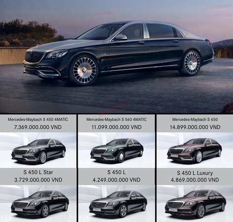 Giá lăn bánh xe Mercedes S450 và S450, S560, S650 Maybach mới nhất.!