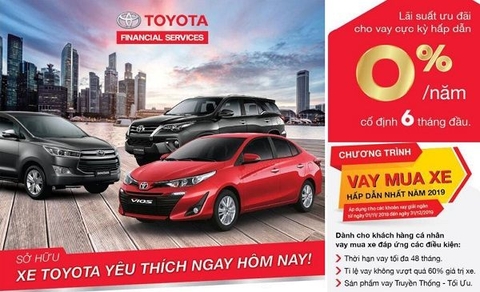 Mua xe Toyota trả góp hưởng lãi suất 0%, ưu đãi có 1 không 2.!