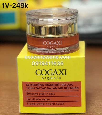 Kem dưỡng trắng hỗ trợ quá trình tái tạo da làm mờ nếp nhăn COGAXI-1V-organic-15g 