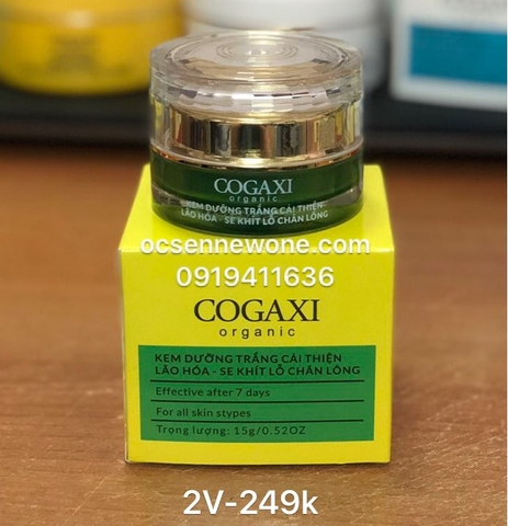 Kem dưỡng trắng cải thiện lão hóa - se khít lỗ chân lông COGAXI-2V-organic-15g 