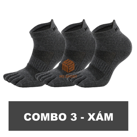 Tất chạy bộ xỏ ngón Meikan MK1904 - Combo 3 Xám S