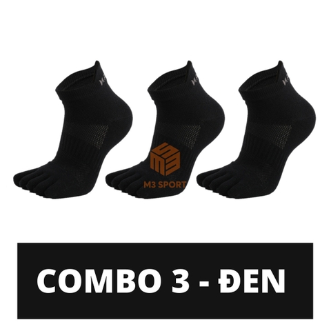 Tất chạy bộ xỏ ngón Meikan MK1904 - Combo 3 Đen L