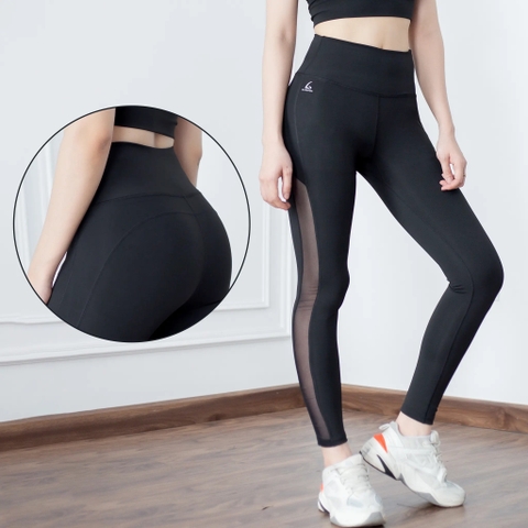 Quần legging Genmax phối lưới LEGL01