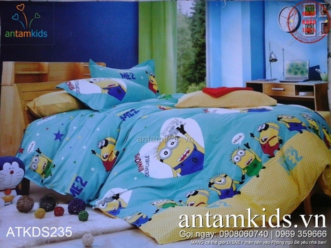 Chăn gối drap giường Minion ATKDS235 vàng xanh dễ thương cho bé yêu