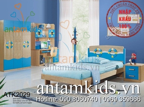 Bộ phòng ngủ cho bé Veneer màu xanh gỗ ATK2029 rất xinh yêu