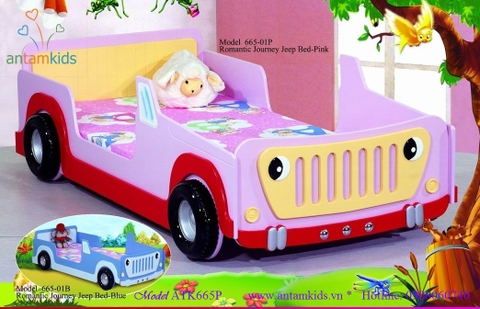 Giường ô tô màu hồng ATK665P